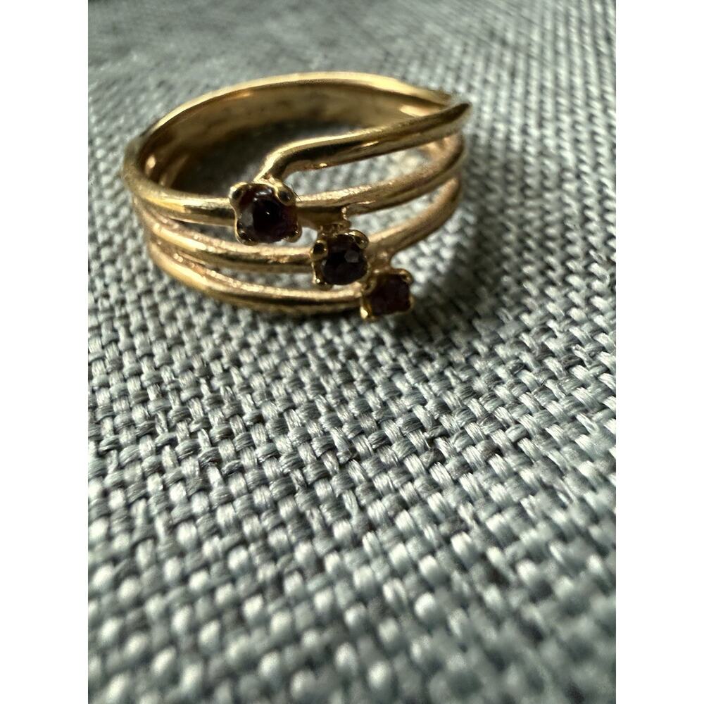 Vintage Princess Gemstone Ring 18kt HGE Gold Electroplate SIze 7